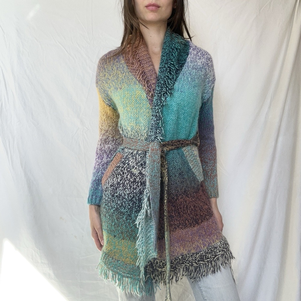 Anthropologie Greylin Natalia Fringed Cardigan Boho Festival Indie NWOT